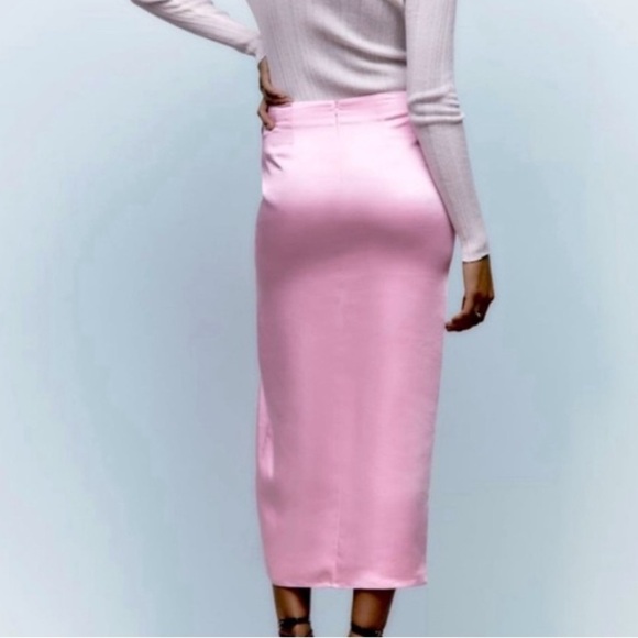 Zara Pink Satin Slip Skirt - Picture 4 of 12
